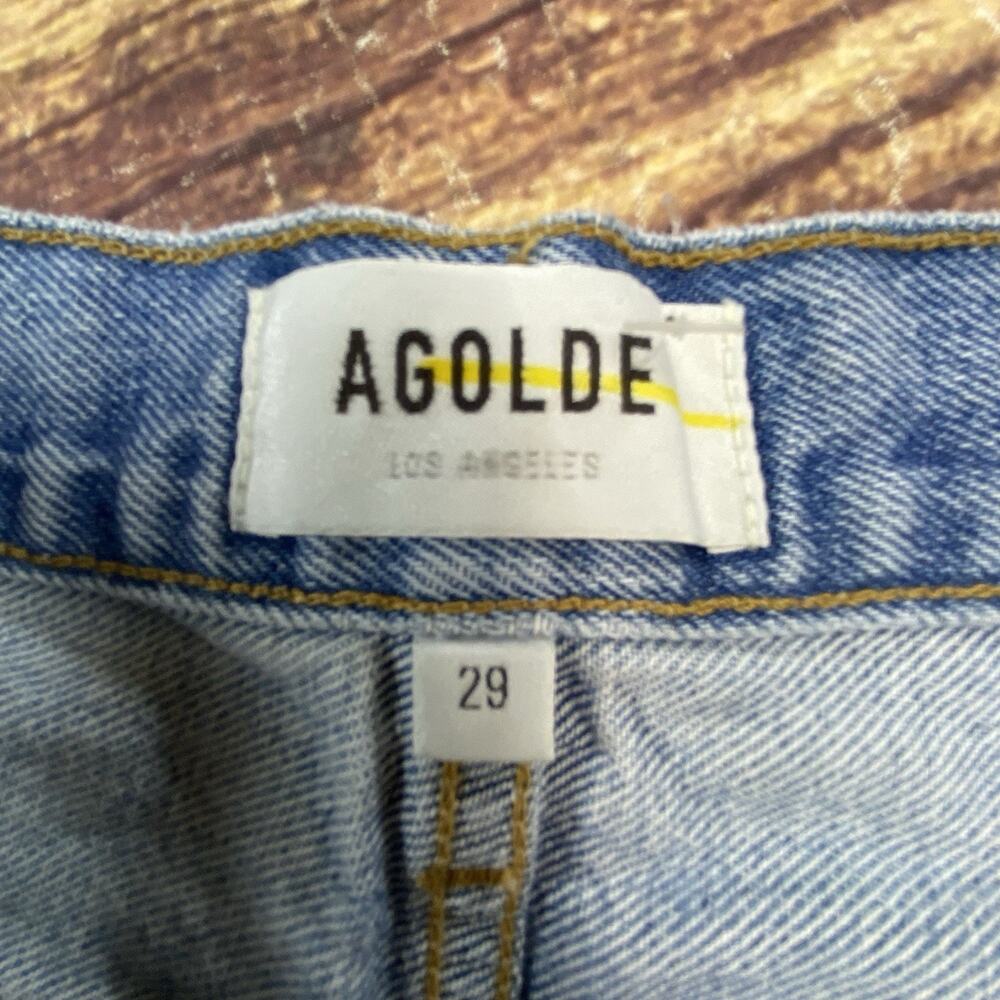 AGOLDE Cut Off Jean Shorts Button Fly Distressed Denim Size 29 Denim 2” Inseam - Picture 6 of 10
